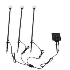 Lámpara LED solar Lindby Freydis, juego de 3, negro, 2000 K