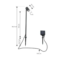 Lámpara LED solar Lindby Myric, negra, aluminio, 3000 K