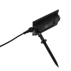 Lámpara LED solar Lindby Sabriel, curvada, negra, aluminio, 3000 K
