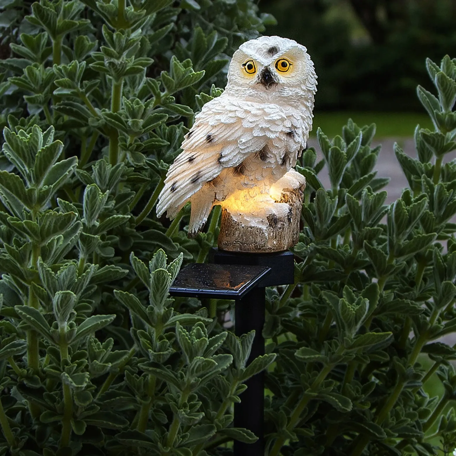 Lámpara LED solar Owl con pica de tierra