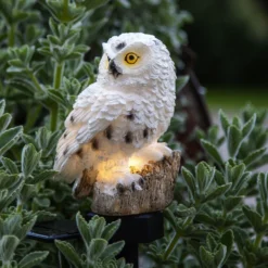 Lámpara LED solar Owl con pica de tierra