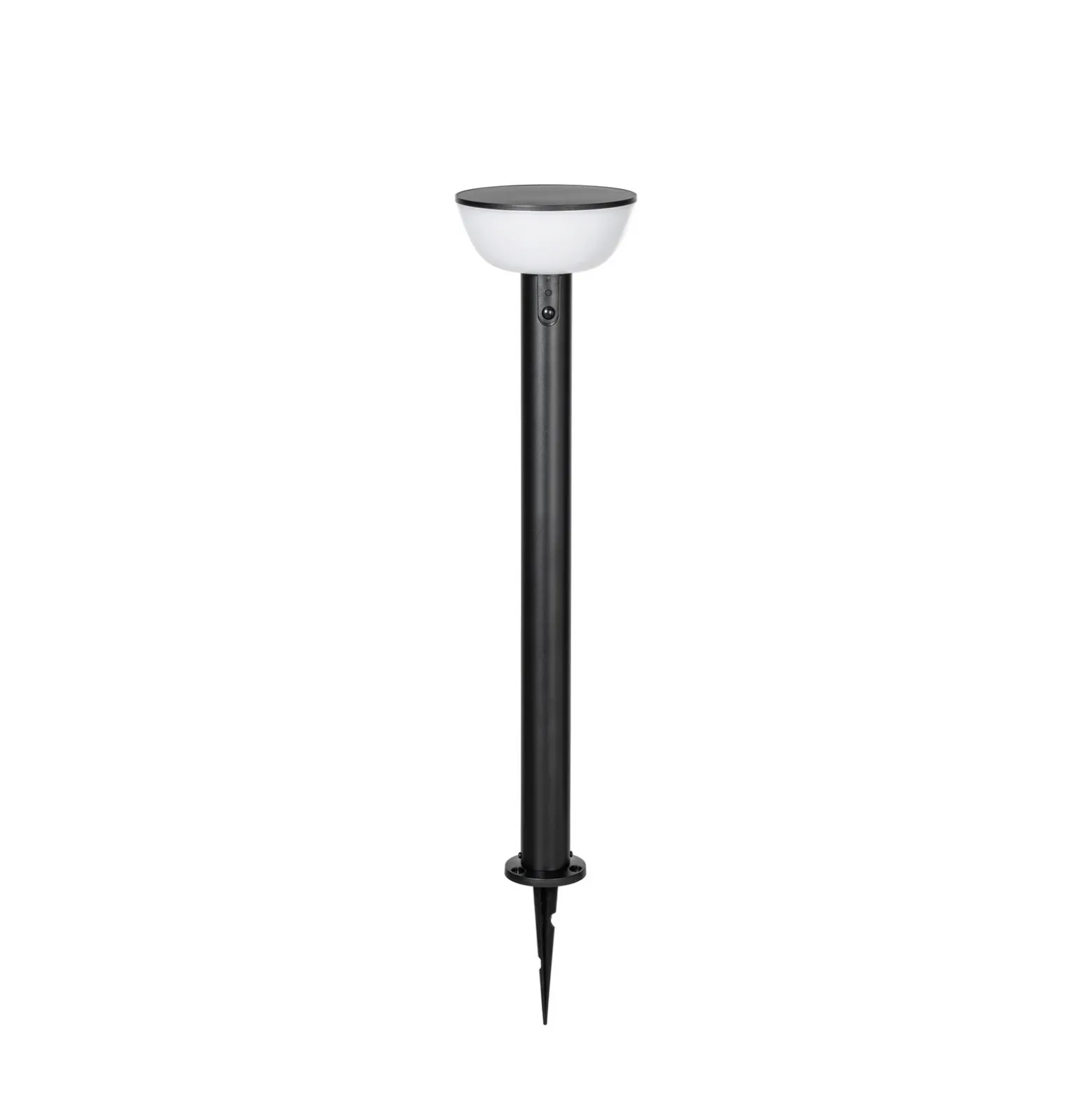 Lámpara LED solar para caminos Lindby Obintu, negra, 63 cm, con sensor