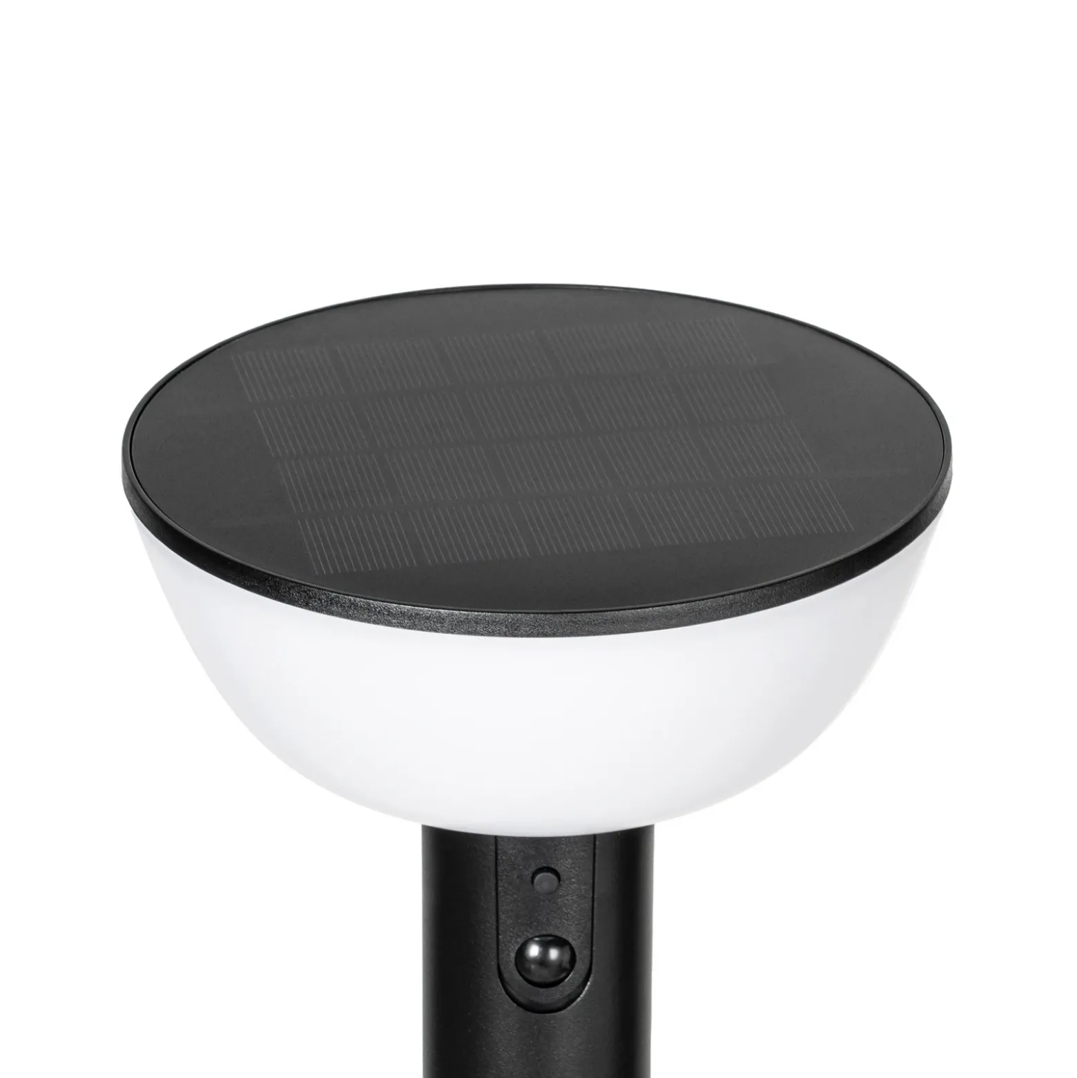 Lámpara LED solar para caminos Lindby Obintu, negra, 63 cm, con sensor