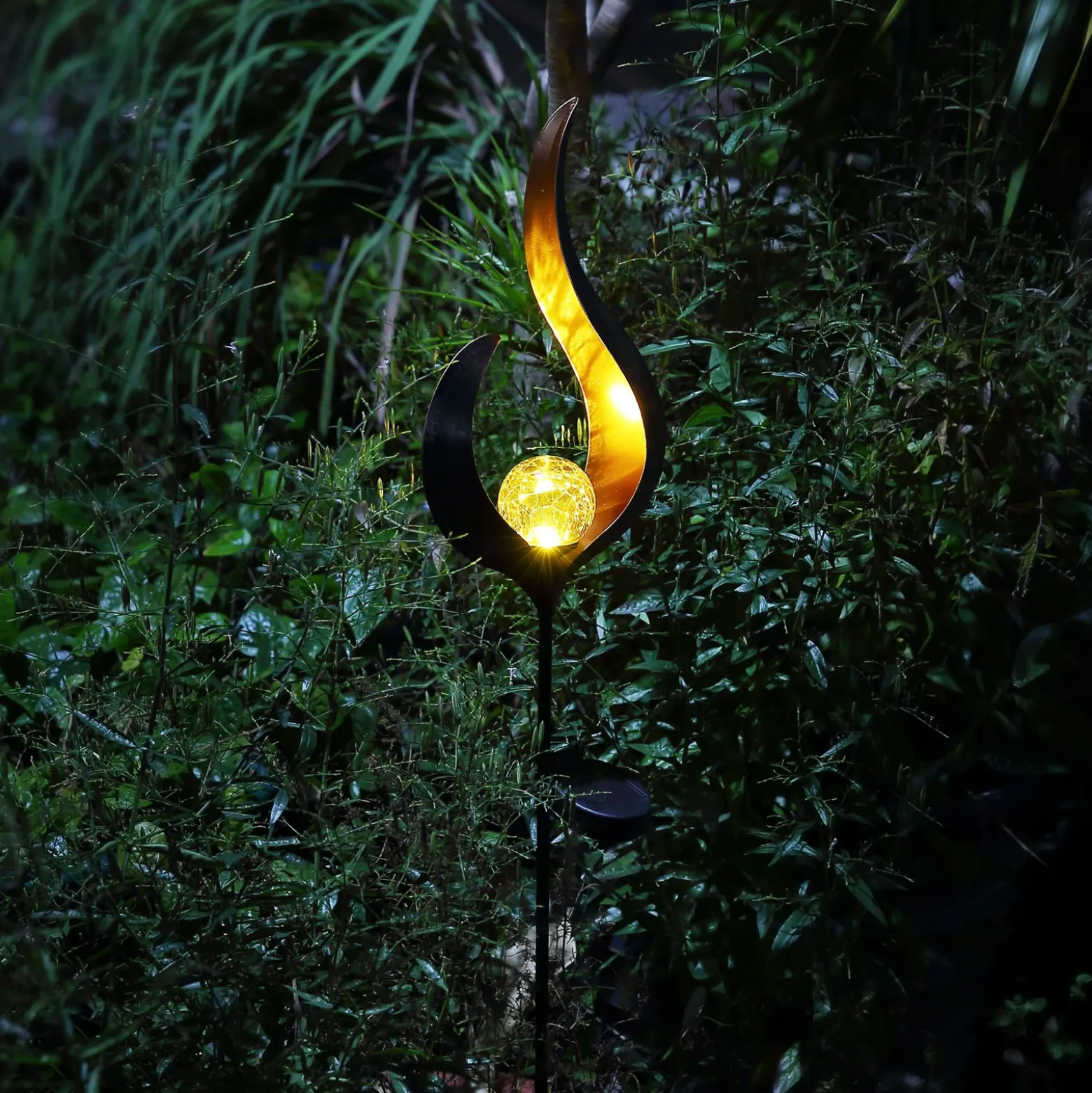 Lámpara LED solar 33465, pincho de suelo, color bronce, metal, cristal