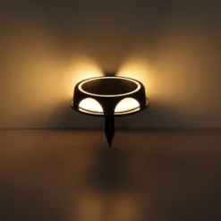 Lámpara LED solar 36506, pincho de suelo, aplique de pared, negro, aluminio