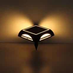 Lámpara LED solar 36505, pincho de suelo, aplique de pared, negro, aluminio