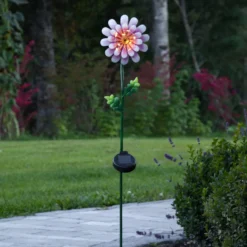 Lámpara LED solar Pink Daisy en forma de flor