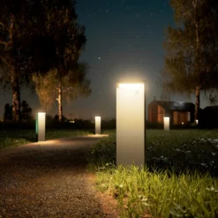 Lámpara LED solar recargable Nusolar antracita, altura 50cm