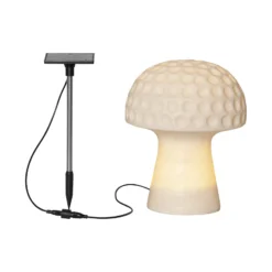 Lámpara LED solar Sandy, 24 cm, blanca, plástico, forma de seta