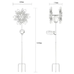 Lámpara LED solar 36578S, pincho de suelo, plata/negro, metal