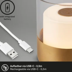 Lámpara mesa LED batería 7483 IP44 atenuador, oro