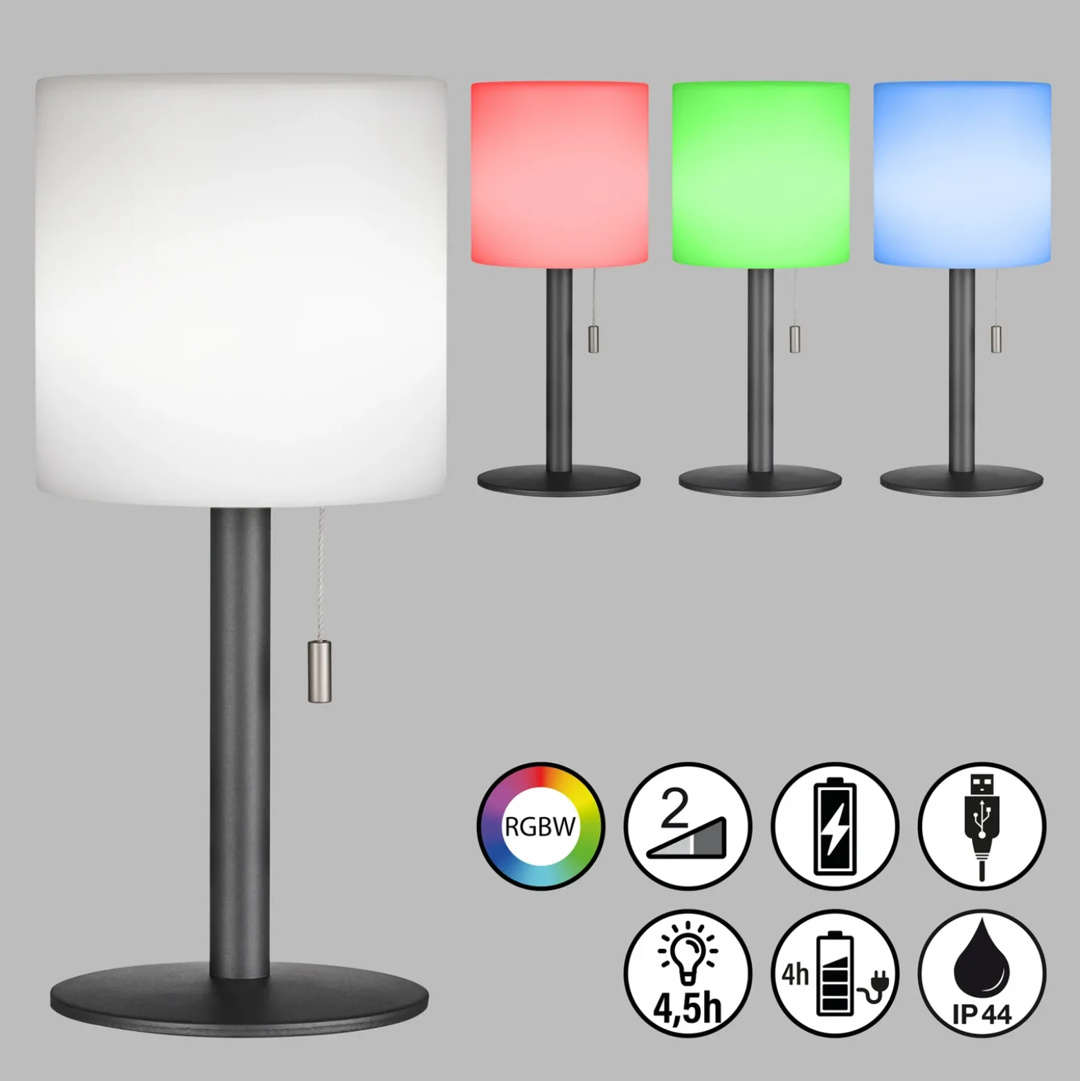 Lámpara mesa LED batería Lesina interruptor tiro