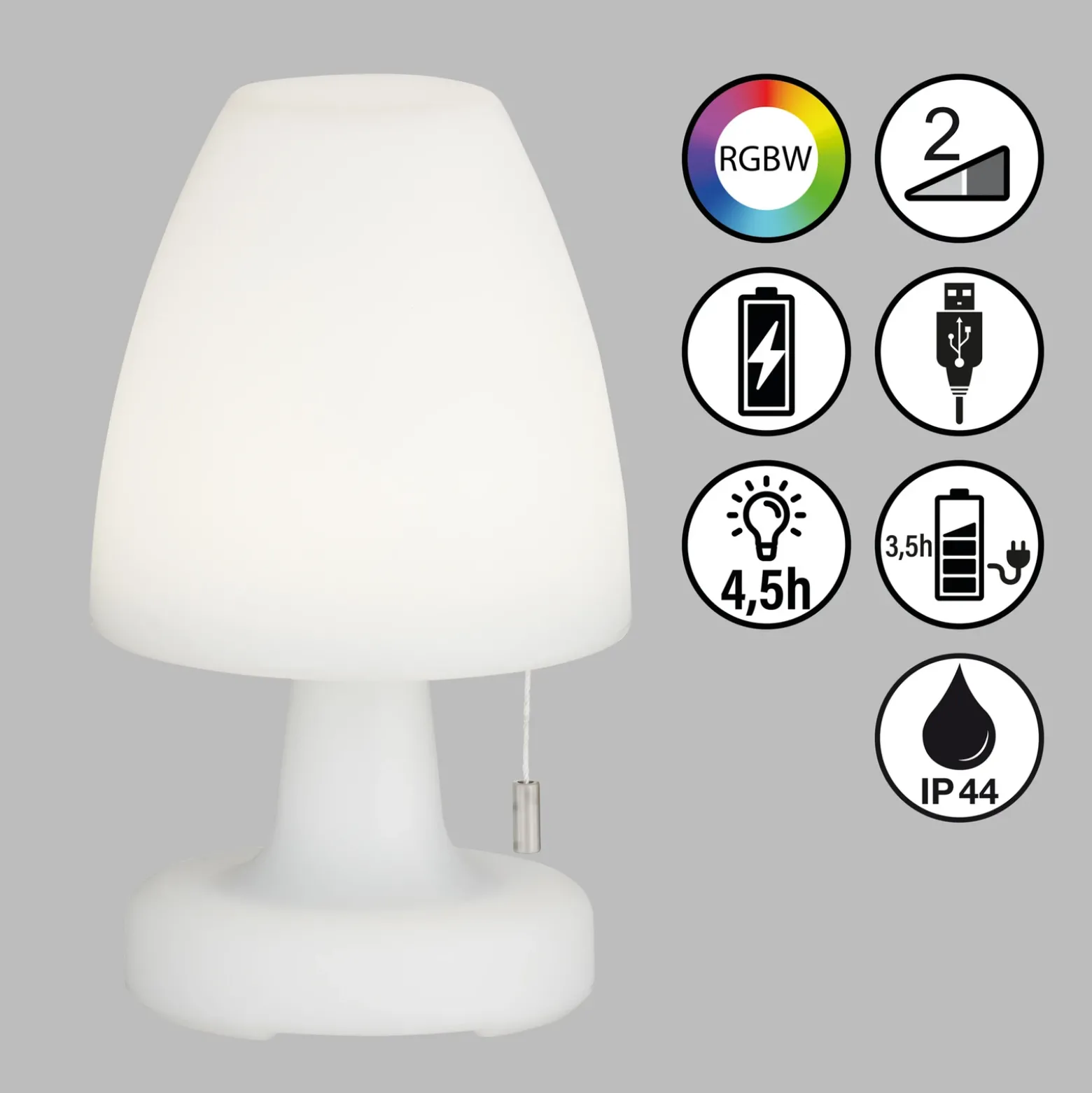 Lámpara mesa LED batería Termoli cónico alto 25 cm