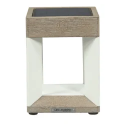 Lámpara mesa LED solar Teckalu blanco/madera clara