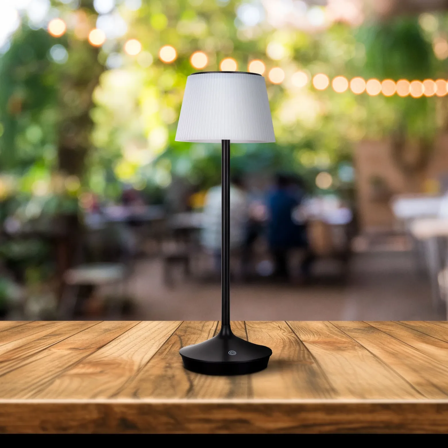 Lámpara mesa solar LED Emmi CCT recargable, negro
