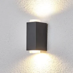 Lámpara pared exterior gris oscuro Jovan, 2 luces