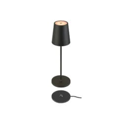 Lámpara recargable LED SLV Vinolina Two, negra, aluminio, Ø 11 cm, IP65