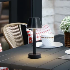 Lámpara recargable Lindby LED Gaja, negra, USB, IP44, RGBW, atenuable.