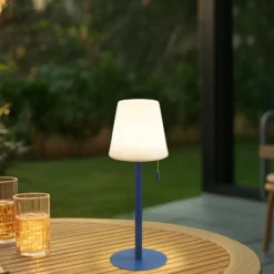 Lámpara recargable Lindby LED Azalea azul aluminio CCT regulable en altura