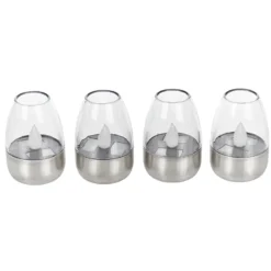 Lámparas de mesa LED solares Lindby Pedas, juego de 10, gris