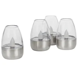 Lámparas de mesa LED solares Lindby Pedas, juego de 10, gris