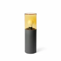 Lámpara sobremuro Kila, gris oscuro/ámbar, aluminio/vidrio, altura 40 cm