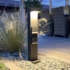 lámpara sobremuro LED, columna con enchufes Lerna, 60 cm, aluminio gris oscuro