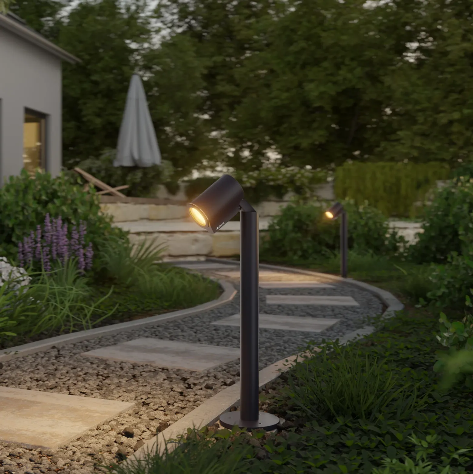 Lámpara sobremuro LED STEINEL Way C, antracita, IP65, RGBWW