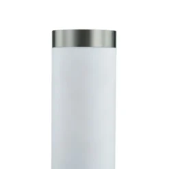 Lámpara sobremuro Lindby Statius, plateada, acero inoxidable, sensor, 45 cm