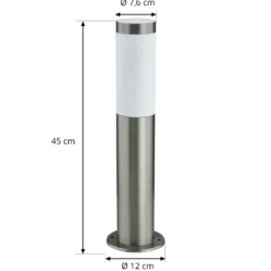 Lámpara sobremuro Lindby Statius, plateada, acero inoxidable, sensor, 45 cm