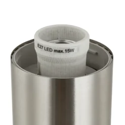 Lámpara sobremuro Lindby Statius, plateada, acero inoxidable, sensor, 45 cm