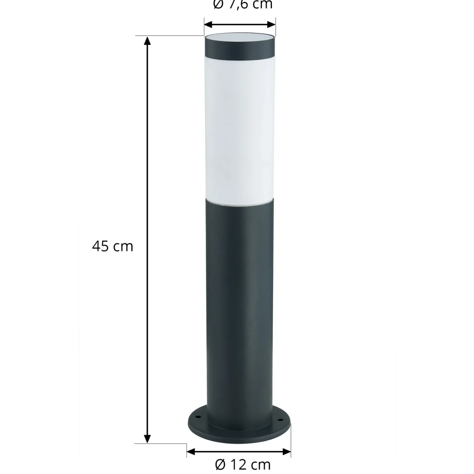 Lámpara sobremuro Lindby Statius, 45 cm, antracita/ópalo, acero inoxidable