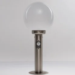 Lámpara sobremuro Lindby Vedran, 45 cm, acero inoxidable, sensor