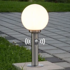 Lámpara sobremuro Lindby Vedran, 45 cm, acero inoxidable, sensor