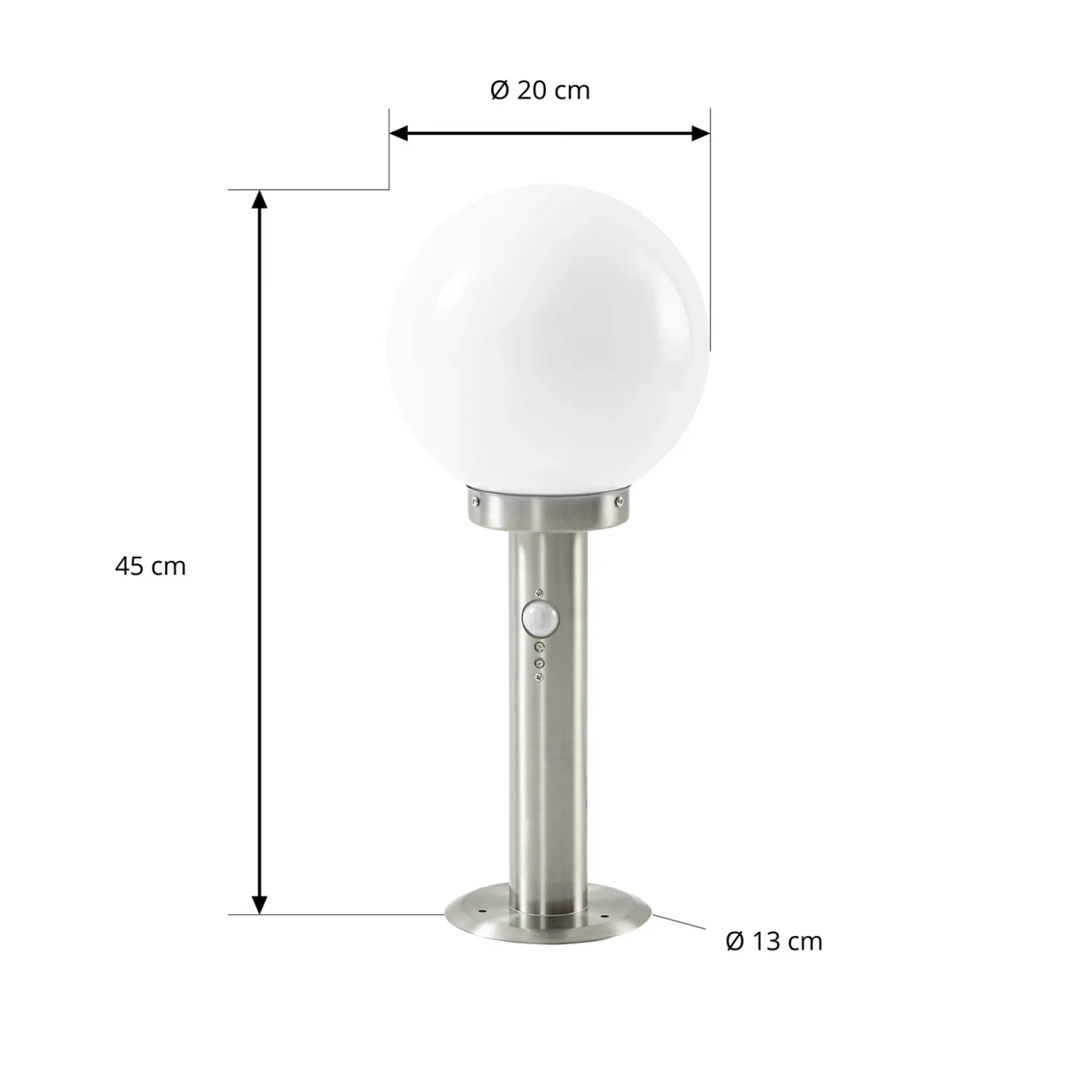 Lámpara sobremuro Lindby Vedran, 45 cm, acero inoxidable, sensor
