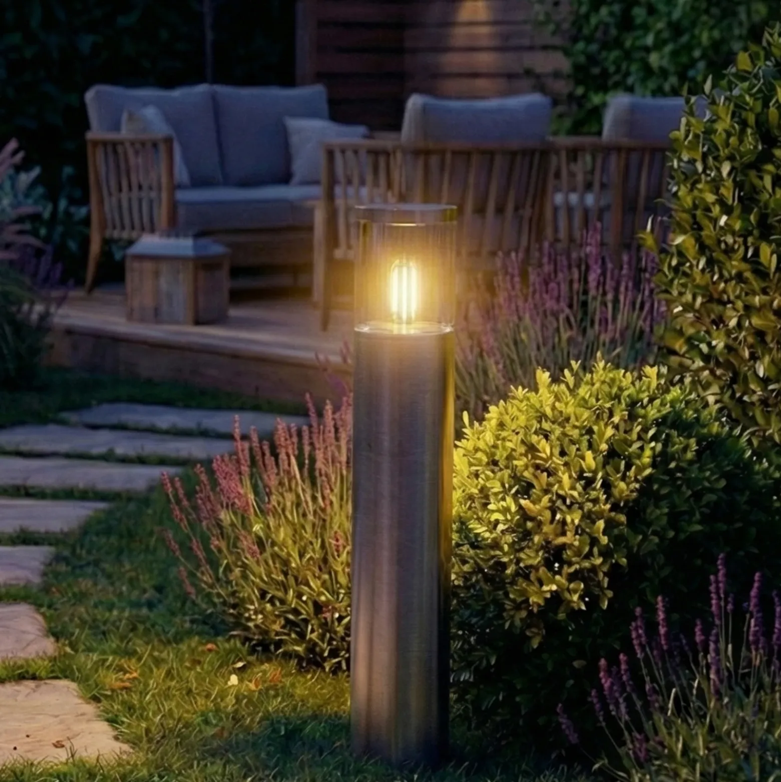 Lámpara sobremuro OSRAM ENDURA CLASSIC EBRO, acero inoxidable, 49 cm IP44