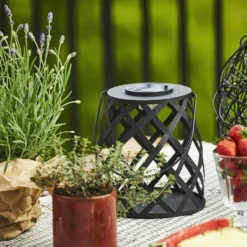 Lámpara solar LED Calabria, rombos, alto 20 cm