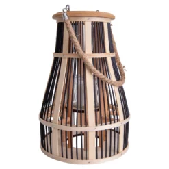 Lámpara solar LED Cesta, 34 cm, negro/natural