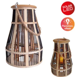 Lámpara solar LED Cesta, 34 cm, negro/natural