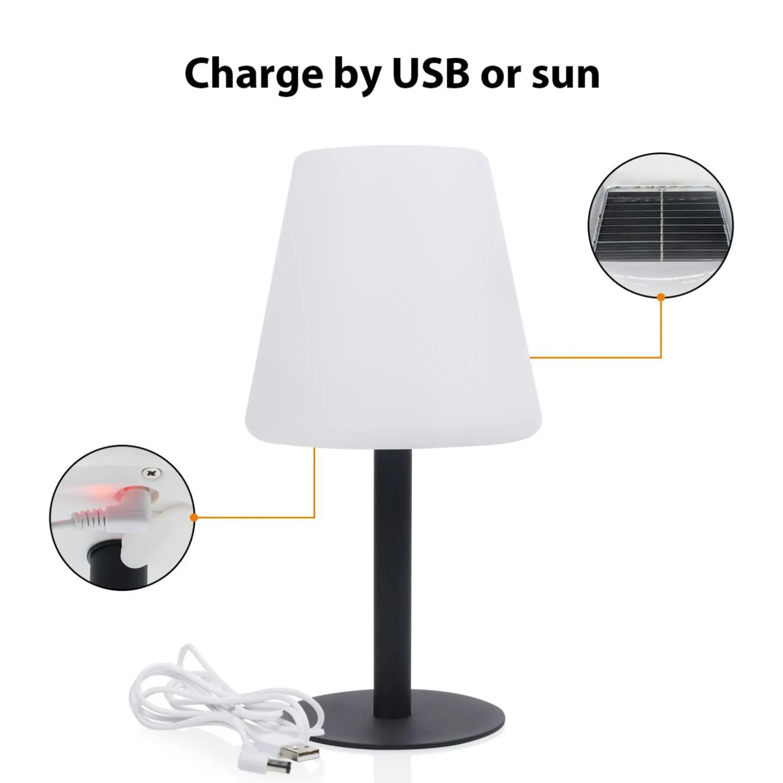Lámpara solar LED de mesa OSL-50012 batería recargable y cable USB