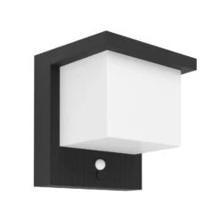 Lámpara solar LED de pared Frigento, color negro, altura 15 cm, con sensor