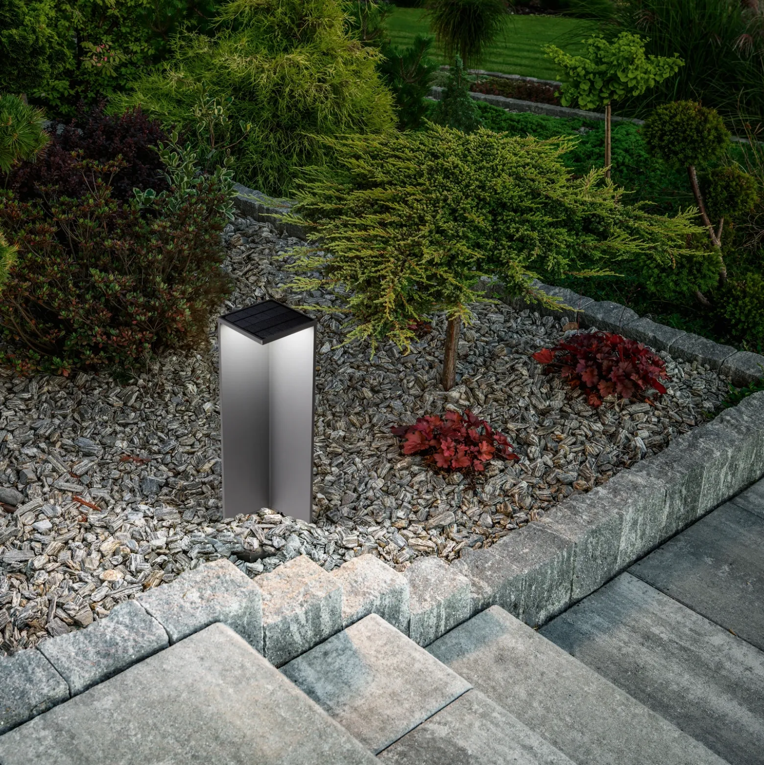 Lámpara solar LED Fold, gris oscuro, detector de movimiento, IP54