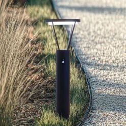 Lámpara solar LED para caminos Lucande Elario, 80 cm, CCT, sensor