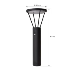 Lámpara solar LED para caminos Lucande Elario, 80 cm, CCT, sensor