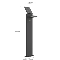 Lámpara solar LED para caminos Lucande Silvan, 100 cm, sensor, antracita