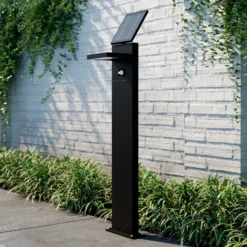 Lámpara solar LED para caminos Lucande Silvan, 100 cm, sensor, antracita