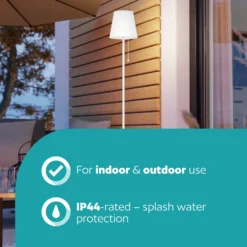 Lámpara solar LED para terraza Scordiano-L, blanca, altura 120 cm