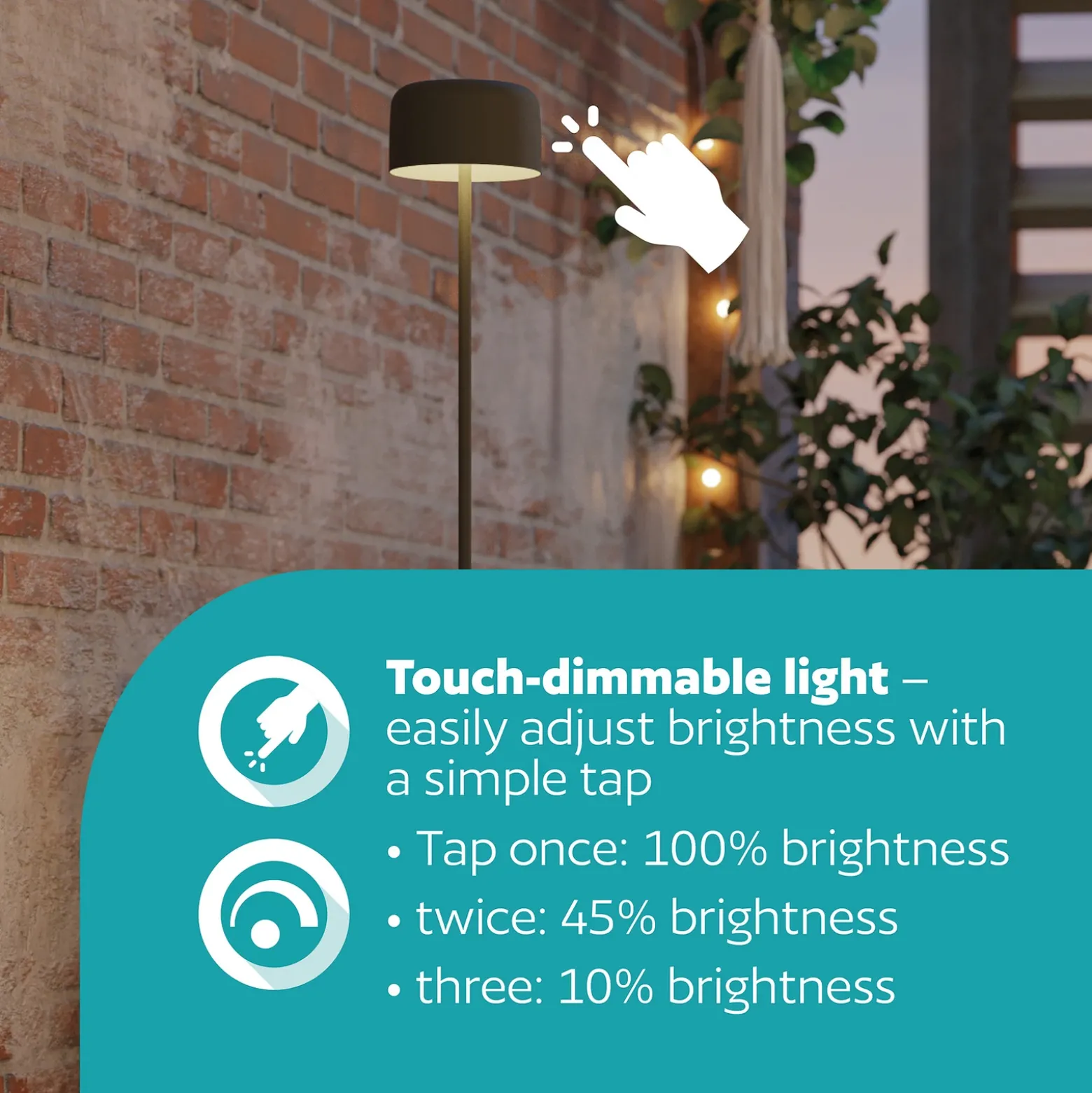 Lámpara solar LED para terraza Roccanova-L, verde, altura 120 cm