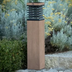 Lámpara solar Les Jardins Tekura, gris, madera, 75 cm