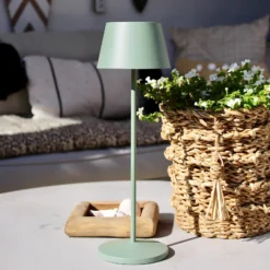 LOOM DESIGN Lámpara LED recargable para patio Modi verde-gris 36 cm CCT